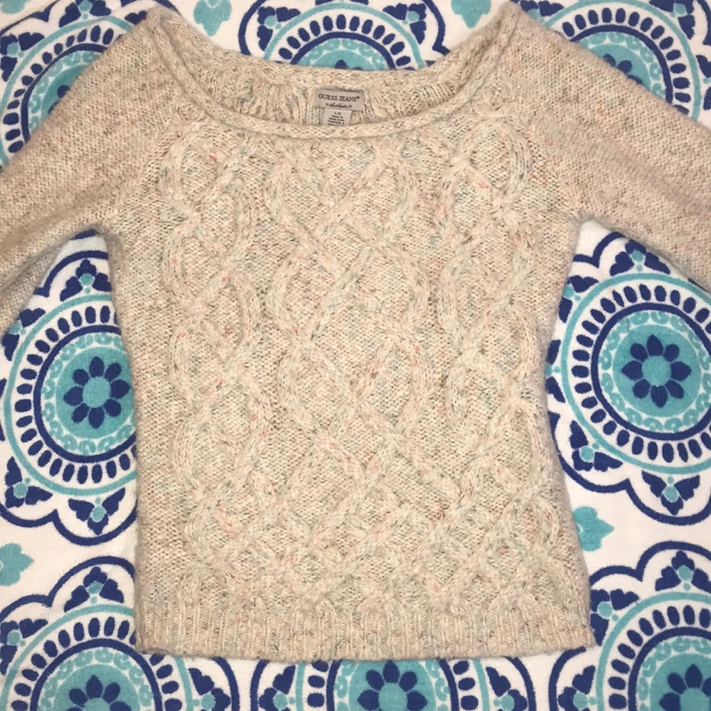 White cotton candy colored sweater.
